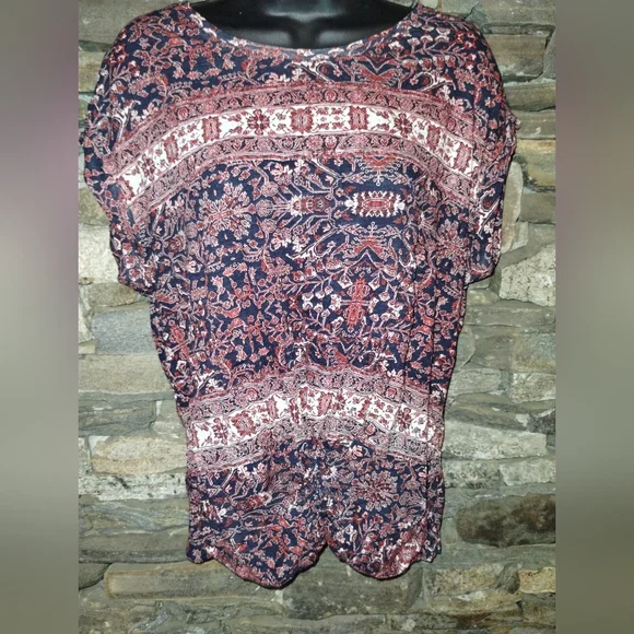 Licky Brand knot waist top short sleeve, size M, cotton blend New - Picture 9 of 10